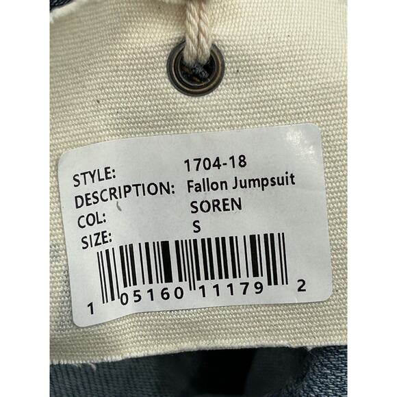 SER.O.YA Womens Size Small Blue Fallon Denim Flare Jumpsuit Split Raw Hem NWT - Picture 9 of 16